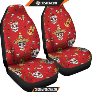 Guitar Sugar Skull Car Seat Covers DECORINCAR