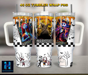 Halloween Characters The Nightmare Before Christmas Cartoon Personalized 40oz Tumbler With Handle and Straw