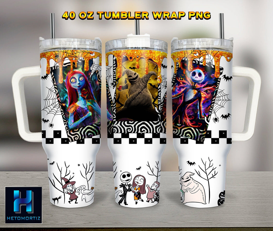 Halloween Characters The Nightmare Before Christmas Cartoon Personalized 40oz Tumbler With Handle and Straw