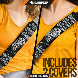 Halloween Seat Belt Covers Skeleton Surrounded Leave