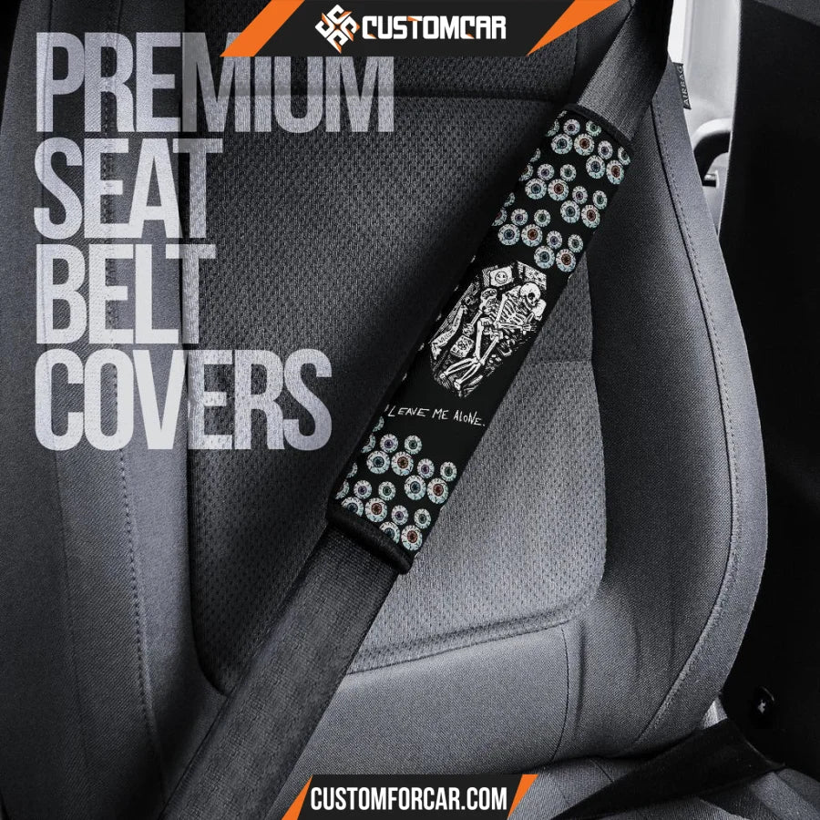 Halloween Seat Belt Covers Skeleton Surrounded Leave