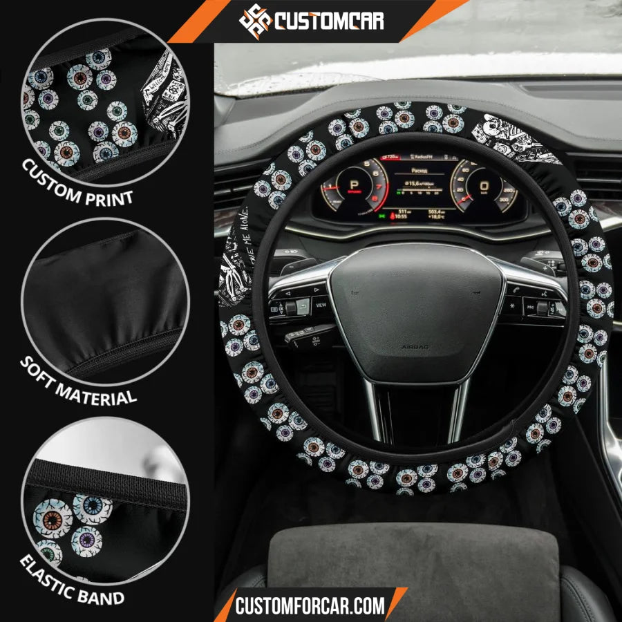 Halloween Steering Wheel Cover Skeleton In Coffin Leave