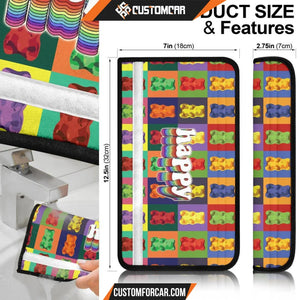 Happy Text Rainbow Gummy Bear Patterns In Square Car Seat