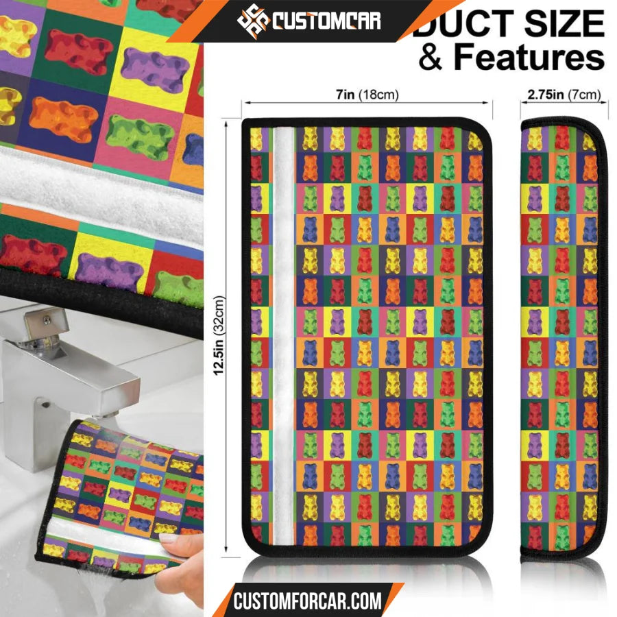 Happy Text Rainbow Gummy Bear Tiny Patterns In Square Car