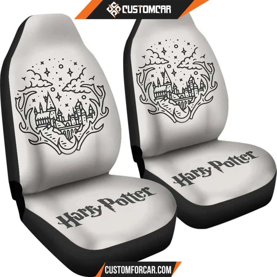 Harry Potter Car Seat Covers | Hogwarts Grey Logo Art Seat Covers R011611 DECORINCAR 4