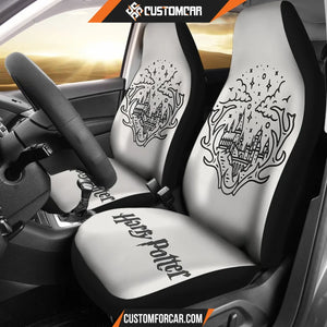 Harry Potter Car Seat Covers | Hogwarts Grey Logo Art Seat Covers R011611 DECORINCAR 1
