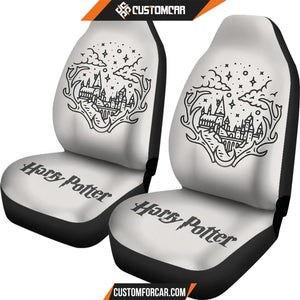 Harry Potter Car Seat Covers | Hogwarts Grey Logo Art Seat Covers R011611 DECORINCAR 4