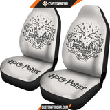 Harry Potter Car Seat Covers | Hogwarts Grey Logo Art Seat Covers R011611 DECORINCAR 2