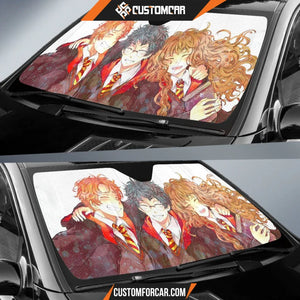 Harry Potter Car Sun Shade | Harry Ron Hermione Anime Artwork Sun Shade R011608 DECORINCAR 3
