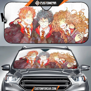 Harry Potter Car Sun Shade | Harry Ron Hermione Anime Artwork Sun Shade R011608 DECORINCAR 1