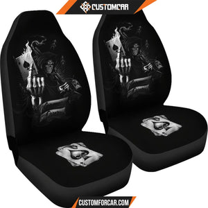 Horror Movie Car Seat Covers Death Reaper Holding Gun Ace