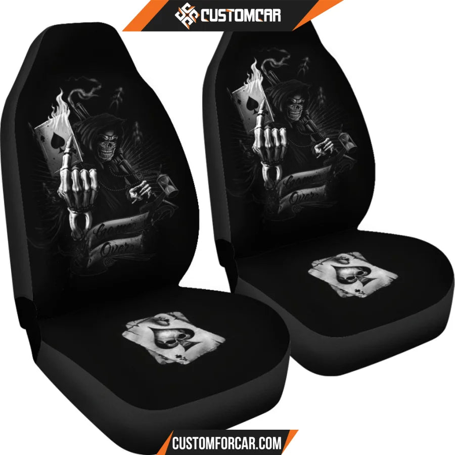 Horror Movie Car Seat Covers Death Reaper Holding Gun Ace