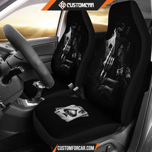 Horror Movie Car Seat Covers Death Reaper Holding Gun Ace