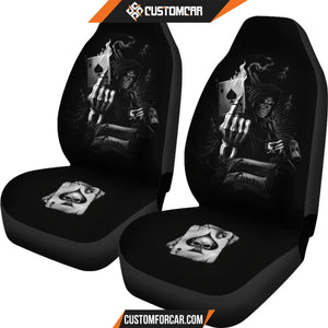 Horror Movie Car Seat Covers Death Reaper Holding Gun Ace