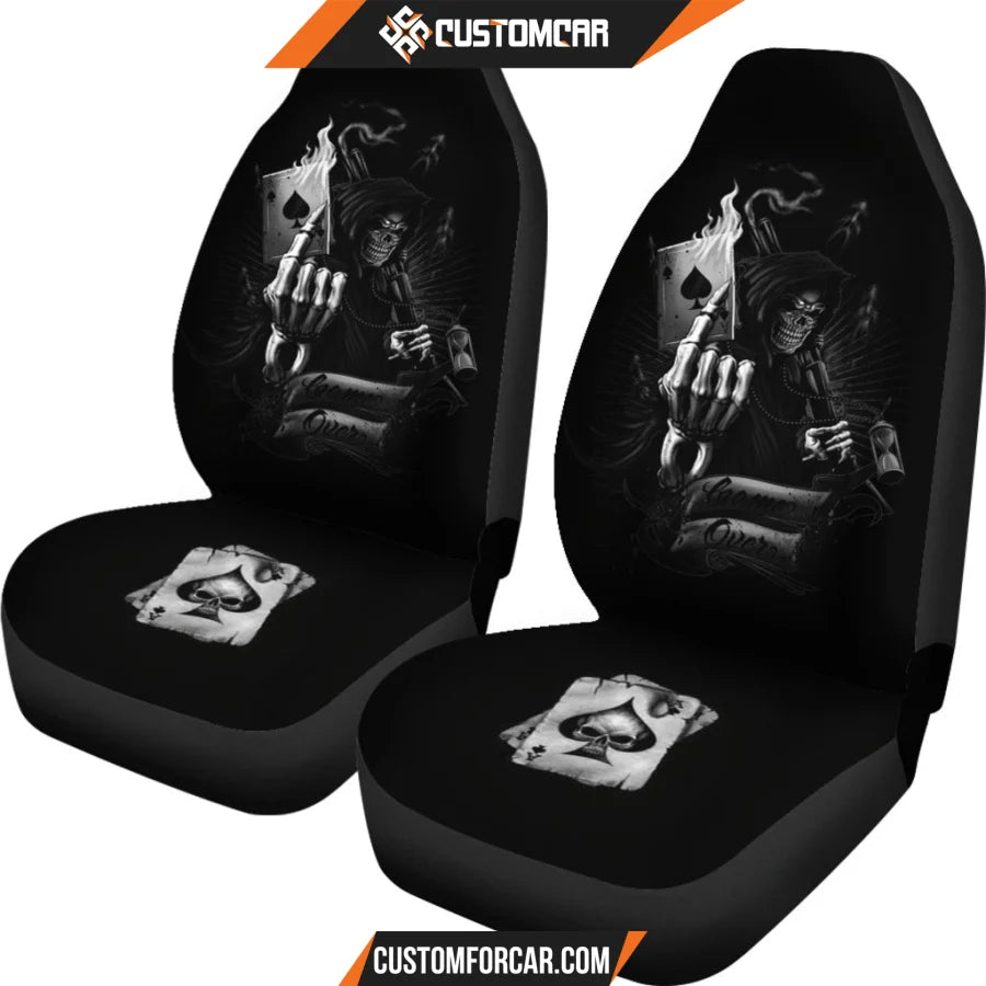 Horror Movie Car Seat Covers Death Reaper Holding Gun Ace