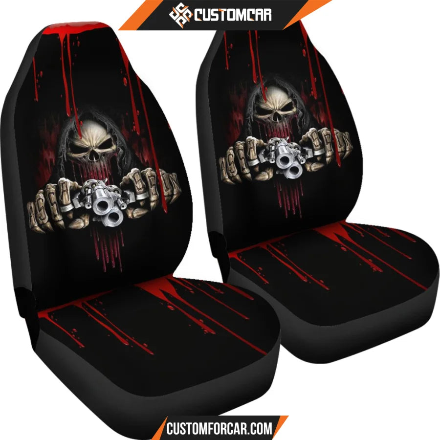 Horror Movie Car Seat Covers Death Reaper Holding Gun