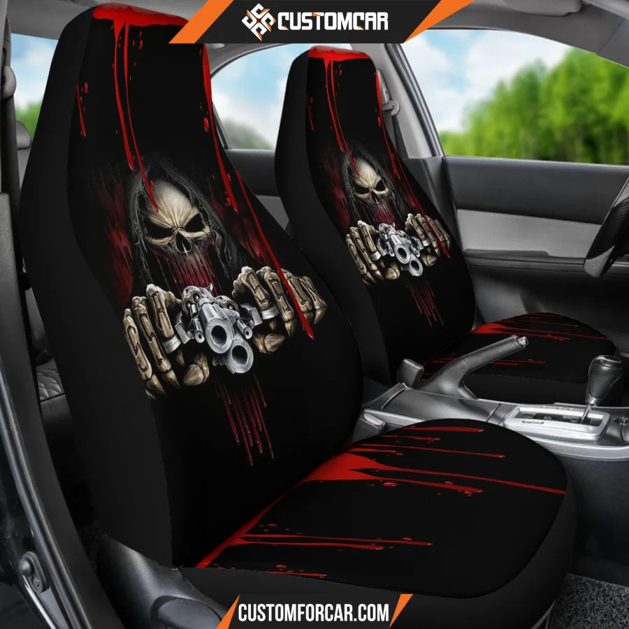 Horror Movie Car Seat Covers Death Reaper Holding Gun