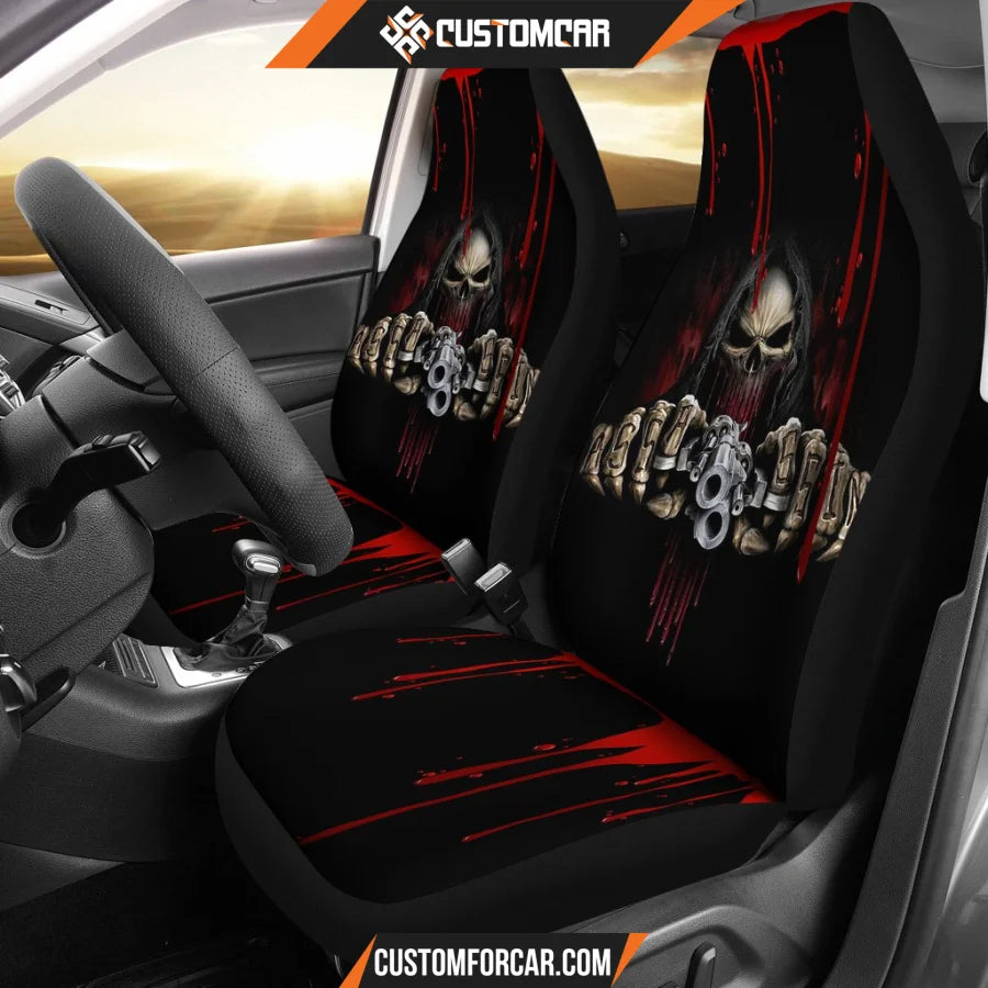 Horror Movie Car Seat Covers Death Reaper Holding Gun