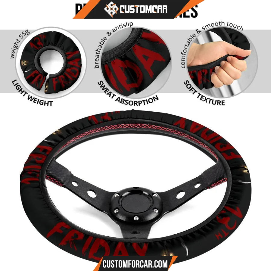 Horror Movie Steering Wheel Cover Friday The 13th Jason 