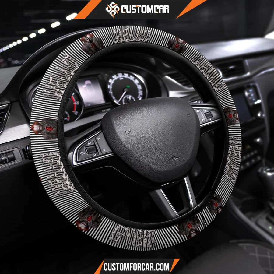 Horror Movie Steering Wheel Cover IT Pennywise Black White 