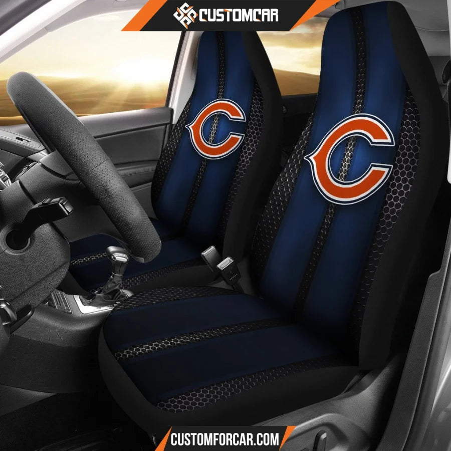 Incredible Line Pattern Chicago Bears Logo Car Seat Covers 