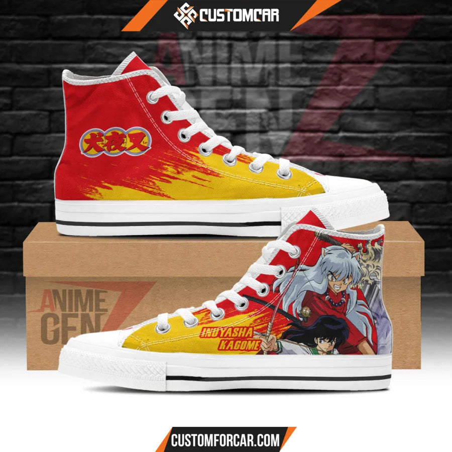 Inuyasha Kagome And Inuyasha High Top Shoes Custom Anime