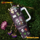 Jack And Sally The Nightmare Before Christmas Cartoon Personalized 40oz Tumbler With Handle and Straw