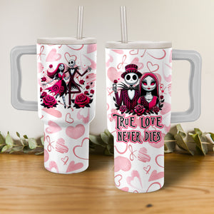 Jack and Sally The Nightmare Before Christmas Cartoon Personalized 40oz Tumbler With Handle and Straw