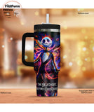 Jack and Sally The Nightmare Before Christmas Cartoon Personalized 40oz Tumbler With Handle and Straw