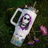 Jack and Sally The Nightmare Before Christmas Cartoon Personalized 40oz Tumbler With Handle and Straw