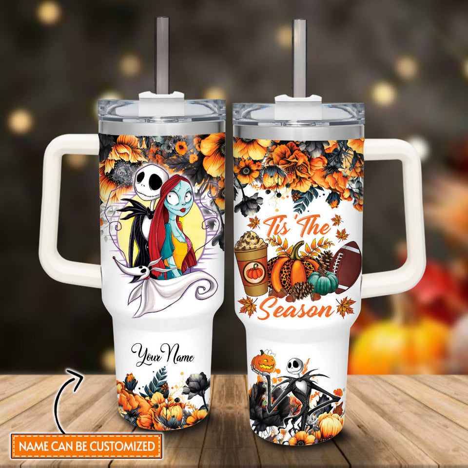 Jack and Sally The Nightmare Before Christmas Cartoon Personalized 40oz Tumbler With Handle and Straw