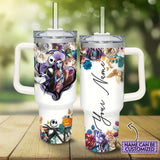 Jack and Sally The Nightmare Before Christmas Cartoon Personalized 40oz Tumbler With Handle and Straw