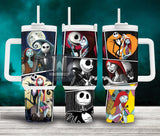 Jack and Sally The Nightmare Before Christmas Cartoon Personalized 40oz Tumbler With Handle and Straw