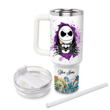 Jack and Sally The Nightmare Before Christmas Cartoon Personalized 40oz Tumbler With Handle and Straw