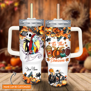 Jack and Sally The Nightmare Before Christmas Cartoon Personalized 40oz Tumbler With Handle and Straw