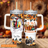 Jack and Sally The Nightmare Before Christmas Cartoon Personalized 40oz Tumbler With Handle and Straw