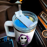 Jack and Sally The Nightmare Before Christmas Cartoon Personalized 40oz Tumbler With Handle and Straw