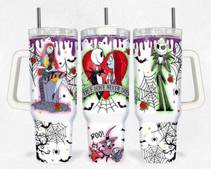 Jack And Sally The Nightmare Before Christmas Cartoon Personalized 40oz Tumbler With Handle and Straw