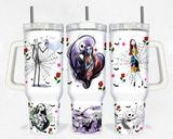 Jack And Sally The Nightmare Before Christmas Cartoon Personalized 40oz Tumbler With Handle and Straw