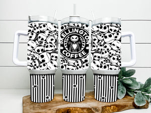 Jack Skellington Coffee The Nightmare Before Christmas Cartoon Personalized 40oz Tumbler With Handle and Straw