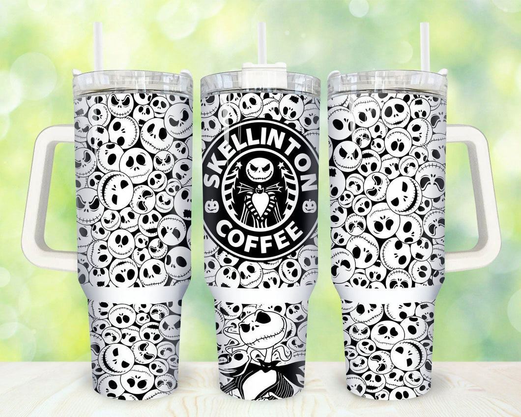 Jack Skellington Coffee The Nightmare Before Christmas Cartoon Personalized 40oz Tumbler With Handle and Straw