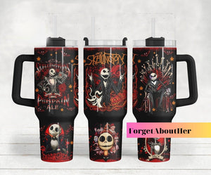 Jack Skellington Pumpkin King The Nightmare Before Christmas Cartoon Personalized 40oz Tumbler With Handle and Straw