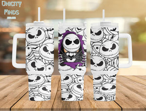 Jack Skellington The Nightmare Before Christmas Cartoon Personalized 40oz Tumbler With Handle and Straw