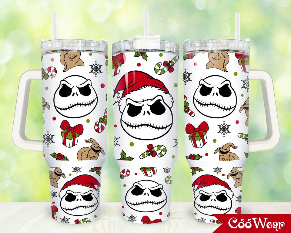 Jack Skellington The Nightmare Before Christmas Cartoon Personalized 40oz Tumbler With Handle and Straw