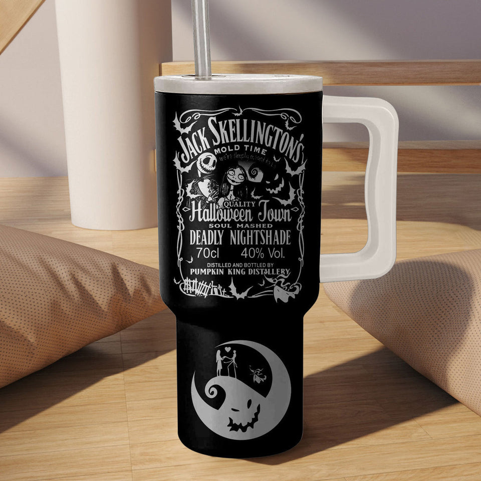 Jack Skellington The Nightmare Before Christmas Cartoon Personalized 40oz Tumbler With Handle and Straw