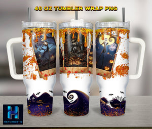 Jack Skellington The Nightmare Before Christmas Cartoon Personalized 40oz Tumbler With Handle and Straw