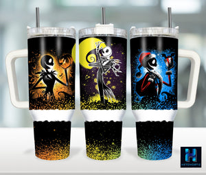 Jack Skellington The Nightmare Before Christmas Cartoon Personalized 40oz Tumbler With Handle and Straw