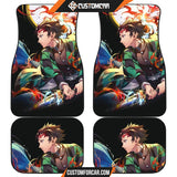 Kamado Tanjiro Anime Car Floor Mats Demon Slayer Fire Car 