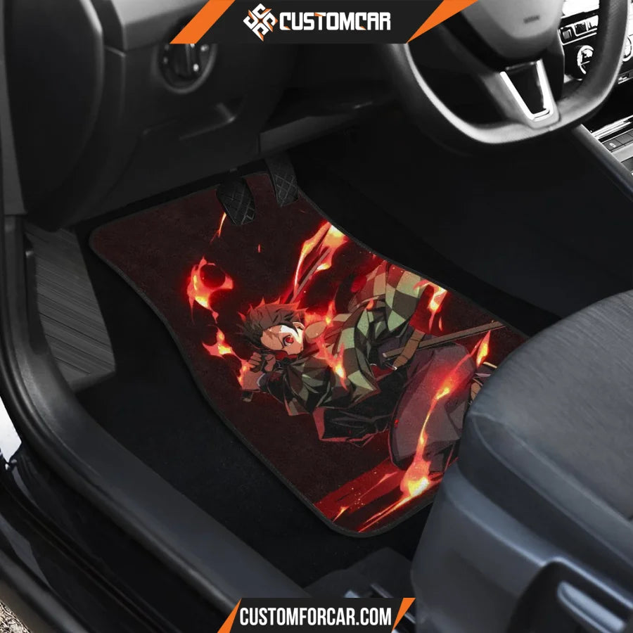 Kamado Tanjiro Fire Car Floor Mats Demon Slayer Anime 