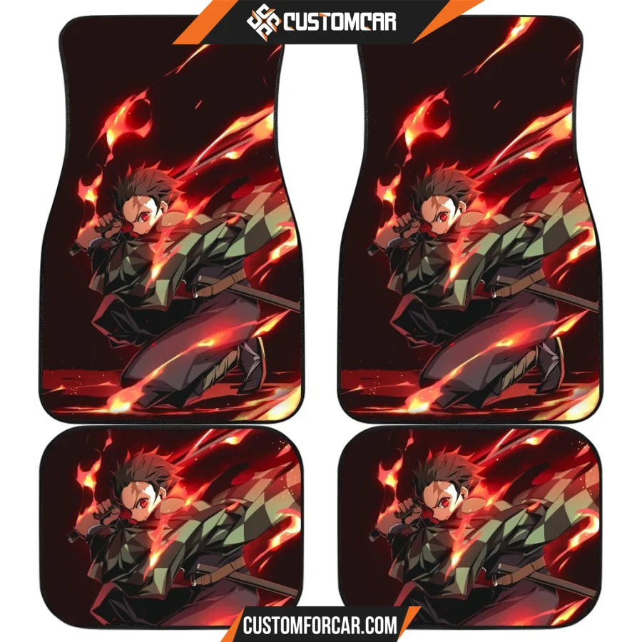 Kamado Tanjiro Fire Car Floor Mats Demon Slayer Anime 